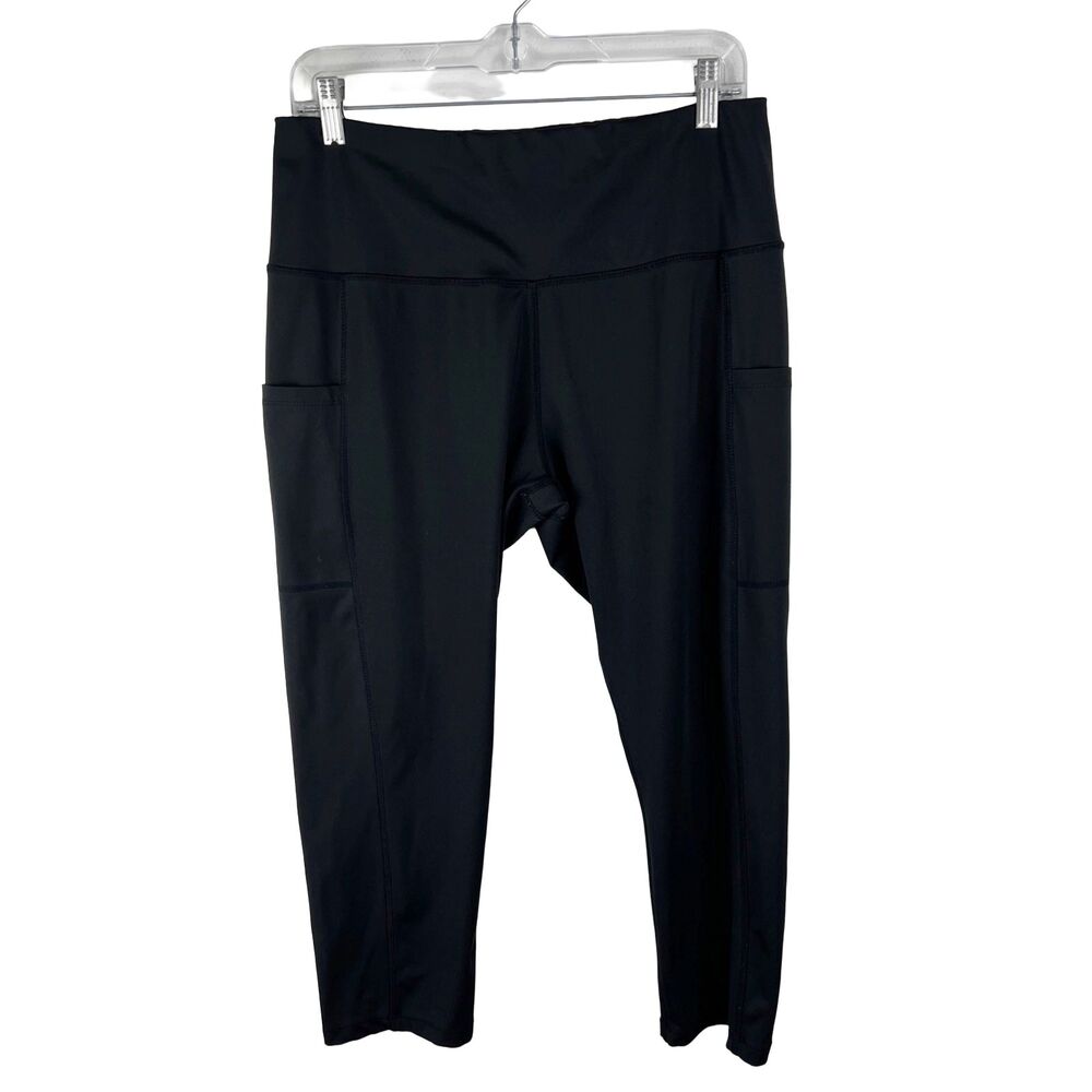 NYL Leggings Women Extra Large Black Cropped Pull On Stretch Activewear Bottoms